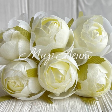 Пион закрытый (комбинированный), 4х9 см, молочный, упаковка 36 шт.