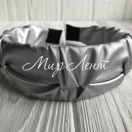 Обруч экокожа жатка, 4 см, серебряный, шт.