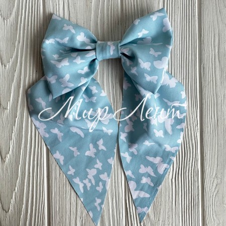 Резинка (уточка) маленький бант платок с бабочками, 14х23 см, тифанни, шт.