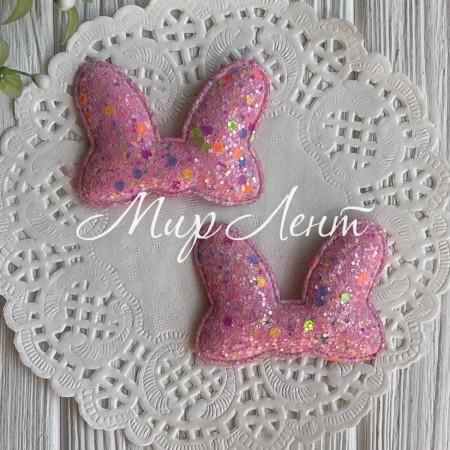 Аппликация ушки-бантик с цветной мозаикой, 5,5х4,2 см, малиновая, упаковка 20 шт.