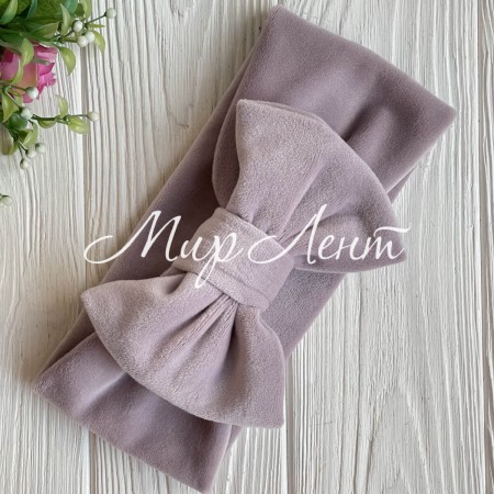 Повязка спорт велюр c бантом mini, 9х20 см, бежево-серая, шт.