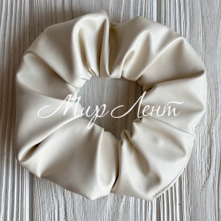 Скранч экокожа, 12 см, айвори, шт.