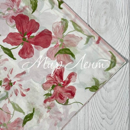 Папір тішью з квітковим принтом (J00395), 50х68 см, темно-пудровий, упаковка 20 шт.