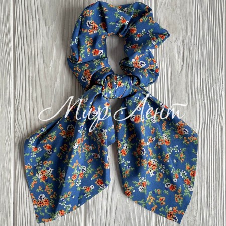 Резинка Твилли жатка в цветочек, 27 см, светло-синяя, шт.