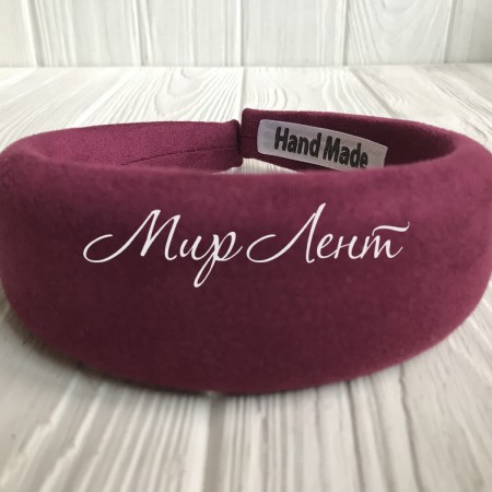 Обруч замшевий об'ємний, 4 см, вишневий, шт.