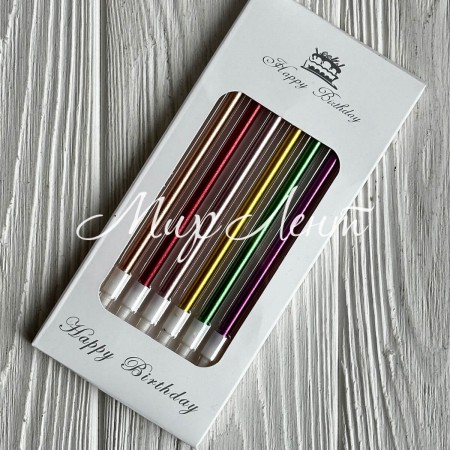 Набор свечей для торта прямой, 12,5 см, цветной микс, упаковка 6 шт. 