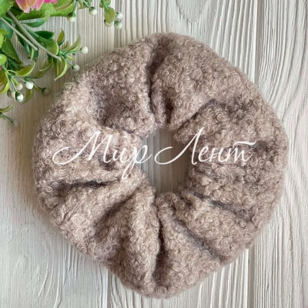 Скранч каракуль букле, 13 см, серо-бежевый, шт.