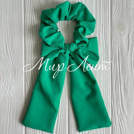 Резинка Твилли жатка с бантом однотонная, 27 см, зеленый, шт.