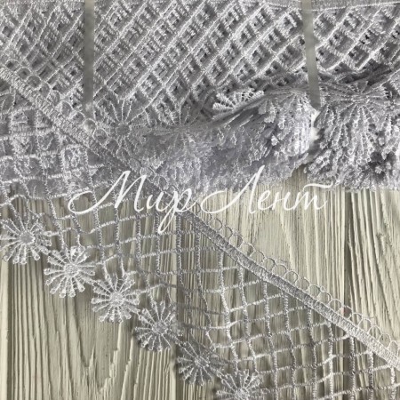 Кружево макраме широкое (TS-7), 8,7 см, белое, рулон 9 метров