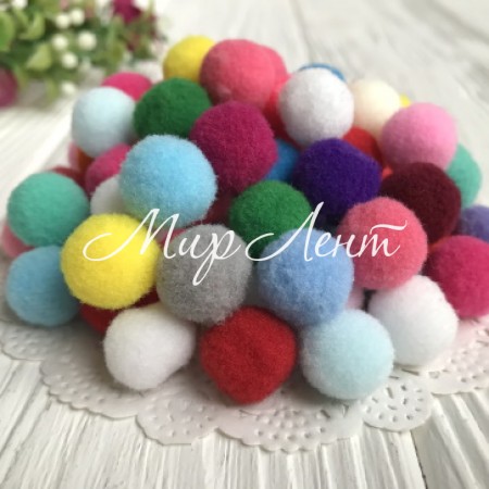 Помпони оксамитові, 1,5 см, кольоровий мікс, упаковка 1000 шт.
