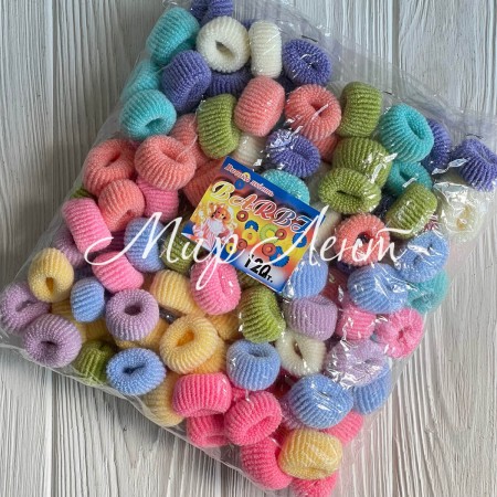 Резинка Barbi (махровая), 2 см, пастельный микс, упаковка 120 шт.