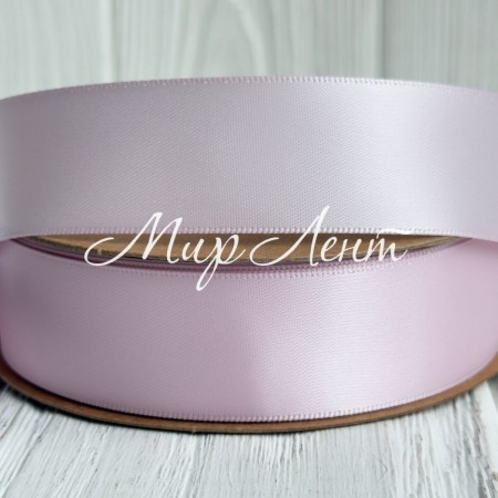 Двостороння атласна стрічка New (преміум), 2,5 см, сріблясто-рожева, рулон 23 м