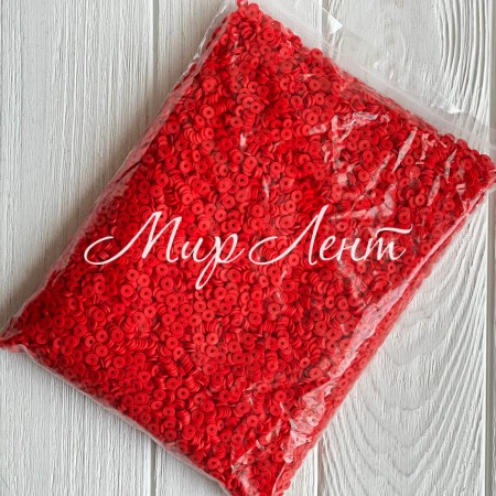 Плоские бусины, 6 мм, красные, Большая упаковка 500 г