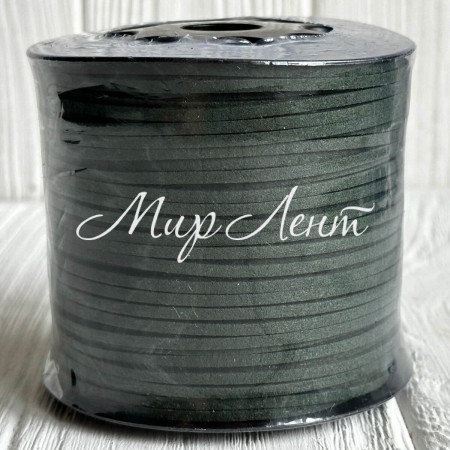 Кожаный шнур, 0,26х1,4 см, темно-зеленый, рулон 90 м 