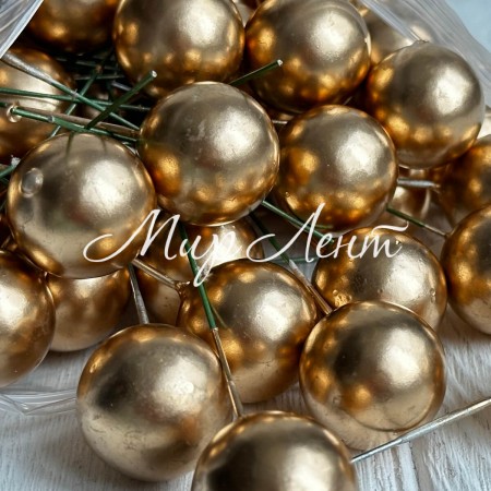 Кулька глянцева на проволоці, 25 мм, золота, упаковка 100 шт.