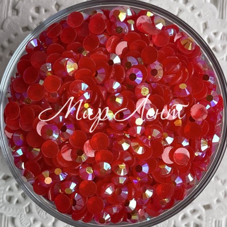 Стразы непрозрачные с перламутром, 6,5 мм, красный, упаковка 10000 шт.