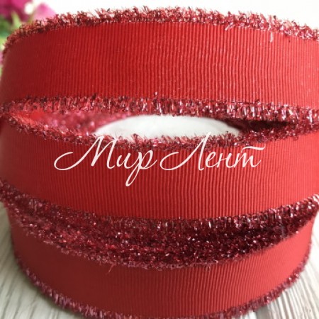 Репс бахрома, 2,5 см, красный, рулон 23 м