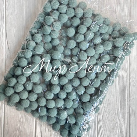 Помпоны бархатные (пастельные), 2,5 см, изумрудно-зеленые, упаковка 250 шт.