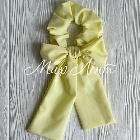 Резинка Твилли жатка с бантом однотонная, 27 см, светло-желтый, шт.