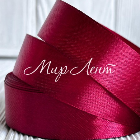 Атлас 2,5 см, червоний оксамит, рулон 33 м, УПАКОВКА 5 рулонів