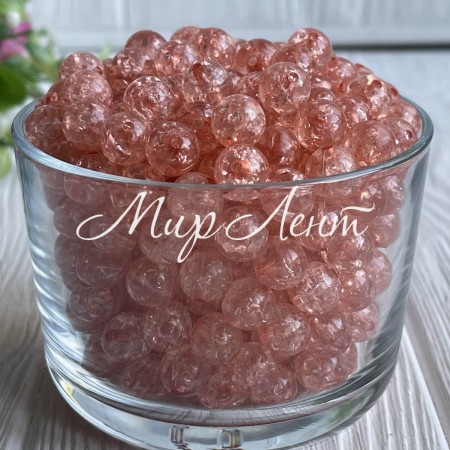 Бусина "битое стекло", 10 мм, розово-персиковый, упаковка 250 г