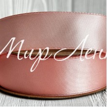 Атлас двусторонний (премиум), 2,5 см, персиковый, рулон 23 м