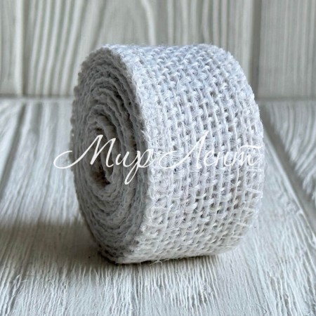 Лента-мешковина, 3 см, белый, моток 2 м