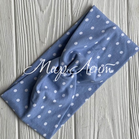 Повязка стрейч кулир, 10х21 см, небесно-голубая в крупный горох, шт.