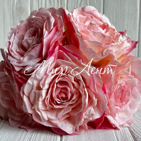 Букет китайской розы, 11х30 см, персиково-розовый, букет 5 шт.