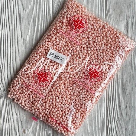 Бісер матовий, розмір 6/0, ніжно-персиковий (841С), упаковка 400 г