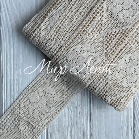 Кружево вязаное (6361-4033A), молочное, 10 см, рулон 23 м