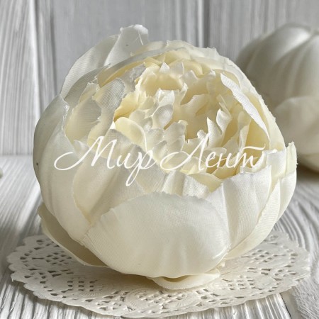 Пион тканевый, 8 см, молочный, упаковка 10 шт.