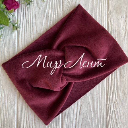 Повязка спорт велюр широкая, 14 см, бордовый, шт.