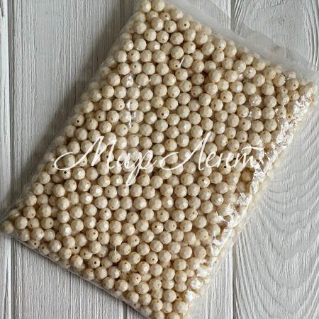 Бусина граненая круглая, 10 мм, молочная, упаковка 500 г