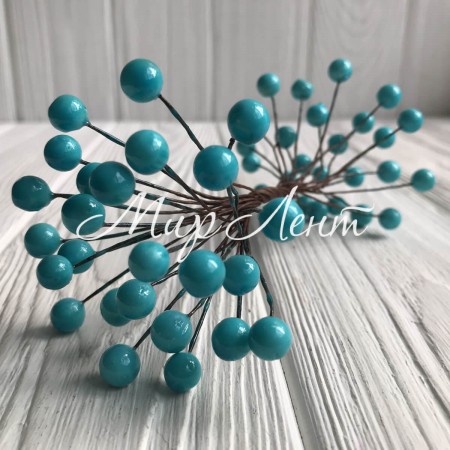 Калина глянцевая, 8 мм, светло-бирюзовая, упаковка 500 шт.