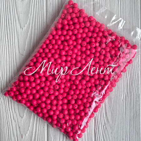 Бусина акрилова, 10 мм, світло-малинова, упаковка 500 г