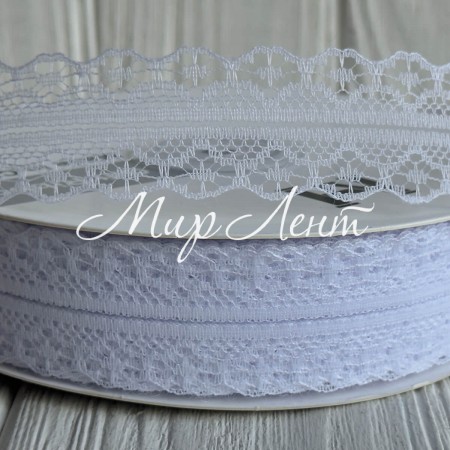 Кружево органзовое (D30328), 3 см, белое, рулон 45 м