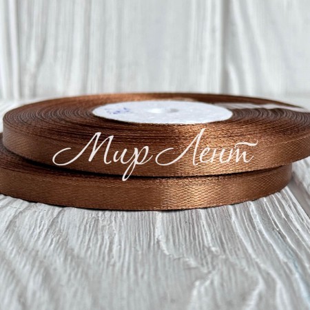 Атлас 0,6 см, ореховый, рулон 33 м