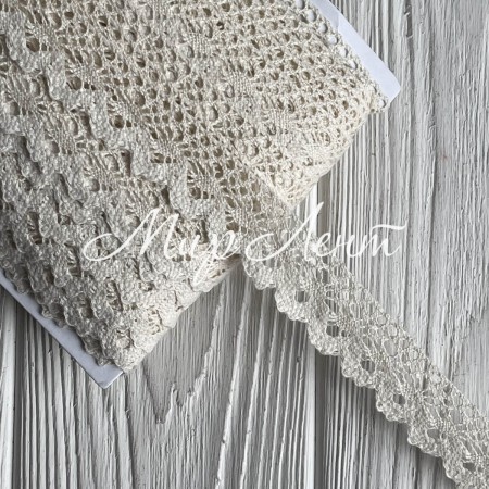 Кружево вязаное Санта (D030050), 2 см, молочное, рулон 45 м
