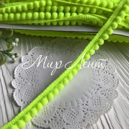 Тасьма помпончікі, 0,5 см, салатовий, рулон 23 м