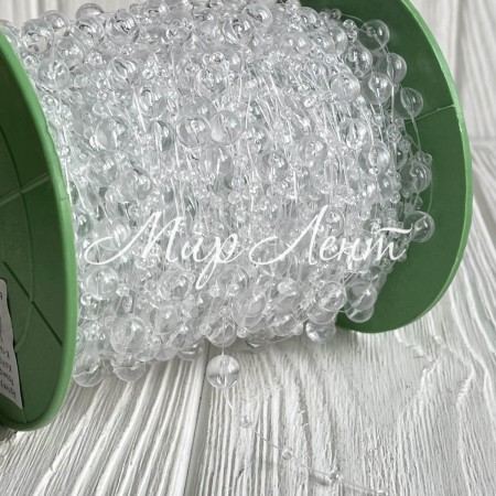 Кришталева стрічка-бусинка (С30158), 8 мм, прозора кругла, рулон 60 м