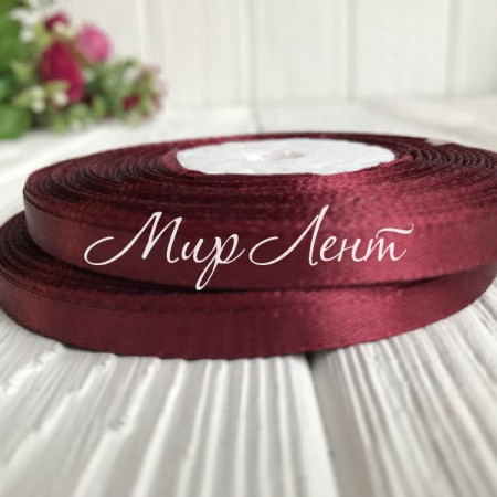 Атлас 0,6 см, гранатовый, рулон 33 м