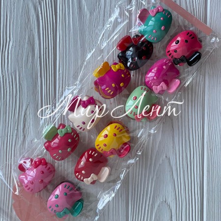 Краб для волосся Kitty, 3,5х3,5 см, упаковка 12 шт.