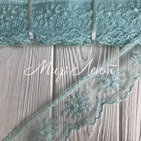 Кружево органзовое Розали, 6,5 см, тиффани, рулон 9 м