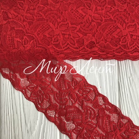Кружево стрейчевое "Изабель", 8 см, красный, рулон 9 м