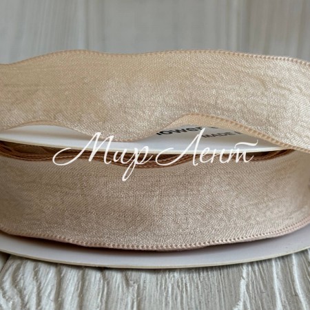 Лента жатка (D30329), 2,5 см, кремовая, рулон 9 м