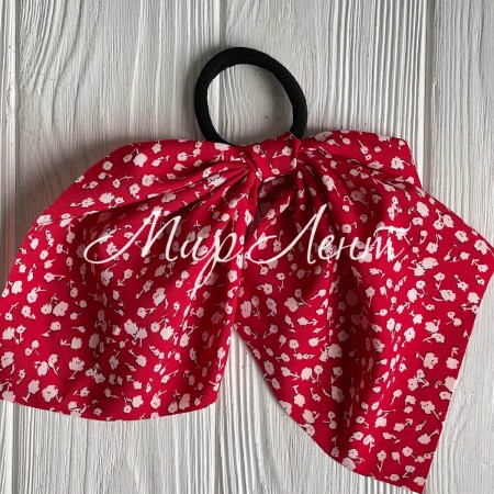 Резинка Твилли с перемычкой в цветочек, 25 см, красная с белым, шт.