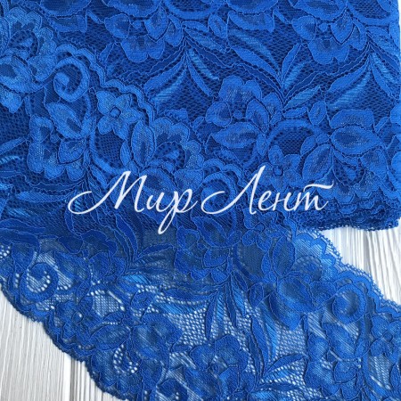 Кружево стрейчевое "Лиана", 15 см, темно-синий, рулон 9 м
