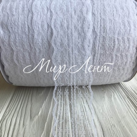 Кружево цветочек, 4,5 см, белое, (не стрейчевое), бобина 270 м