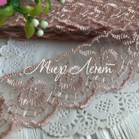 Мереживо яблучко, 4,5 см, пудровий, рулон 9 м